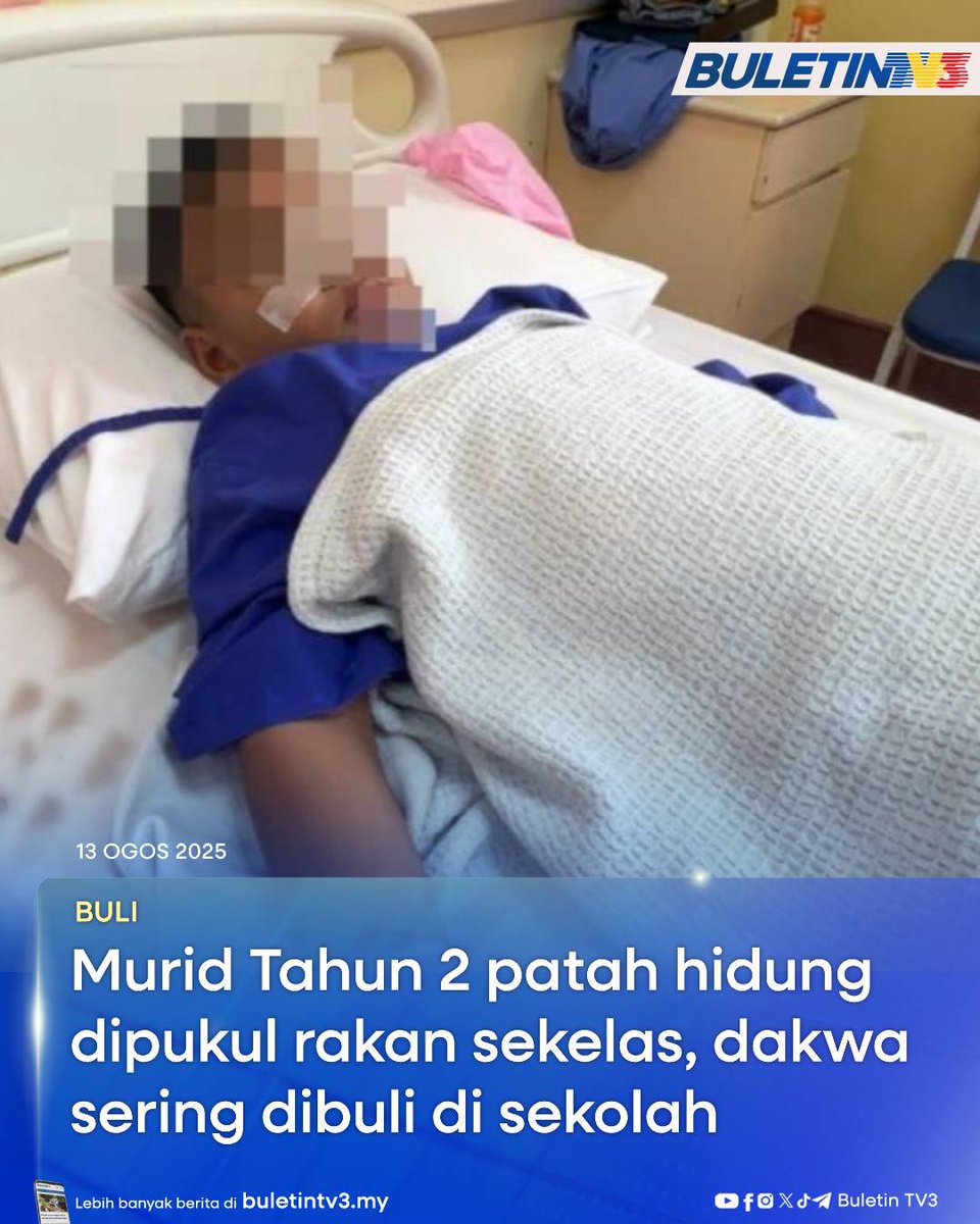 BULI | Seorang murid lelaki Tahun Dua di sebuah sekolah Kuala Terengganu patah tulang hidung dan retak tulang bawah mata selepas didakwa dipukul beberapa rakan sekolah dalam kejadian pada 30 Julai lalu.

#BuletinTV3 #PatahHidung #Buli #Terengganu