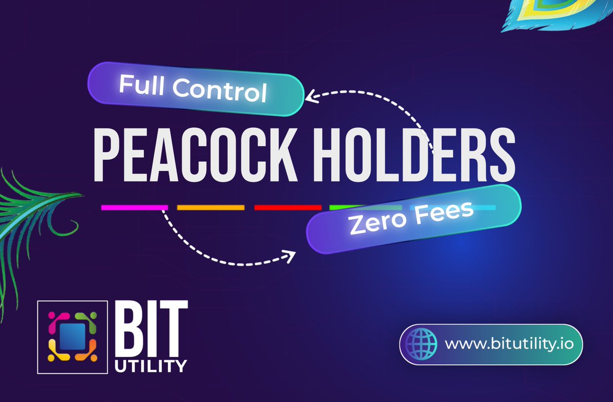 The Peacock NFT isn’t just art—it’s power. 

Holders enjoy 0% transaction fees on BitUtility, governance rights, guaranteed staking rewards, and early access to promotions.

 This isn’t speculation. It’s full access.

 Only 4,900 NFTs will ever exist.
🟢 Don’t miss your chance to