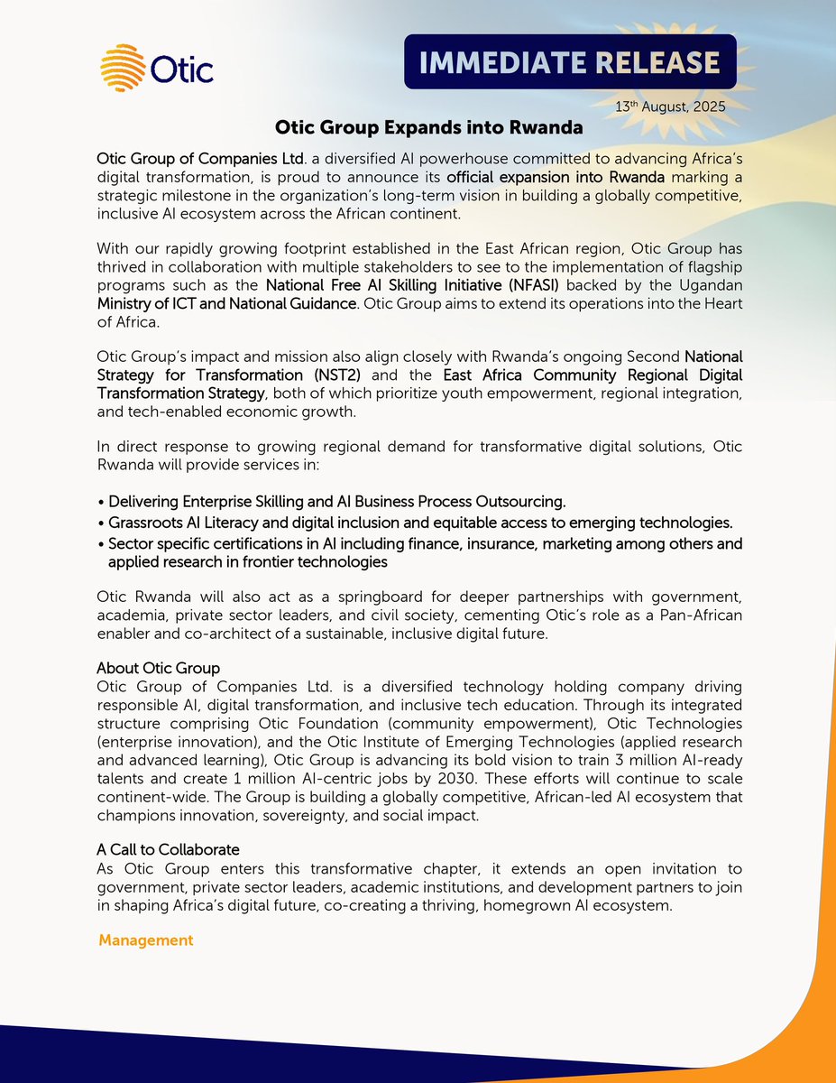 Otic Rwanda tweet media
