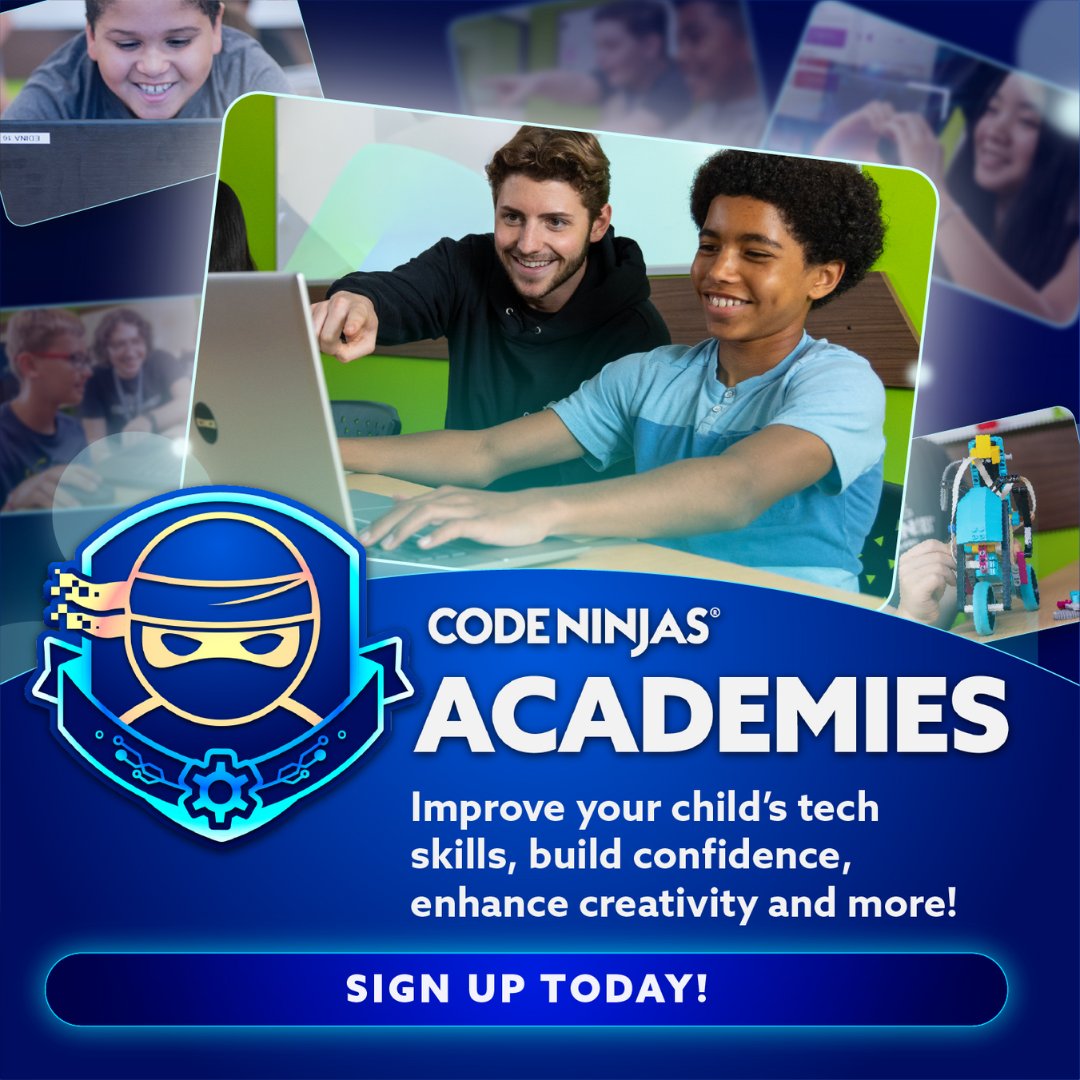 code_weston's tweet image. We are so excited to announce the launch of Code Ninjas Academies, where learning transforms and empowers kids. Whether enrolled in AI Academy, Robotics Academy, or both, your child will dive deep, think big, and build real-world skills that go way beyond the screen.
#CodeNinjas