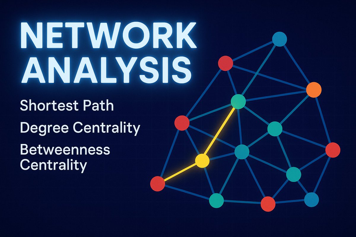 GISRSStudyHacks's tweet image. Tutorial about Network Analysis: Shortest Path, Degree Centrality &amp;amp; Betweenness Centrality
Tutorial Link:  youtube.com/live/XC8T7kV56… 

#NetworkAnalysis #DataScience #GraphTheory #ShortestPath #Centrality #BetweennessCentrality #DegreeCentrality #BigData #SocialNetworkAnalysis