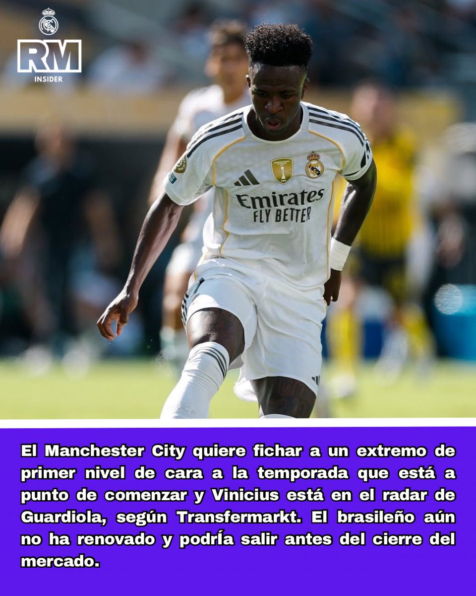 🚨💥 EL MANCHESTER CITY QUIERE A VINICIUS 🇧🇷

➡️ El jugador del Real Madrid 🤍💜 aún no ha renovado y podría salir este verano.

⚽ Vinicius confía en llegar a un acuerdo con el Real Madrid para seguir en la capital de España.

#RealMadrid #HalaMadrid <a href="/realmadrid/">Real Madrid C.F.</a> #Vinicius