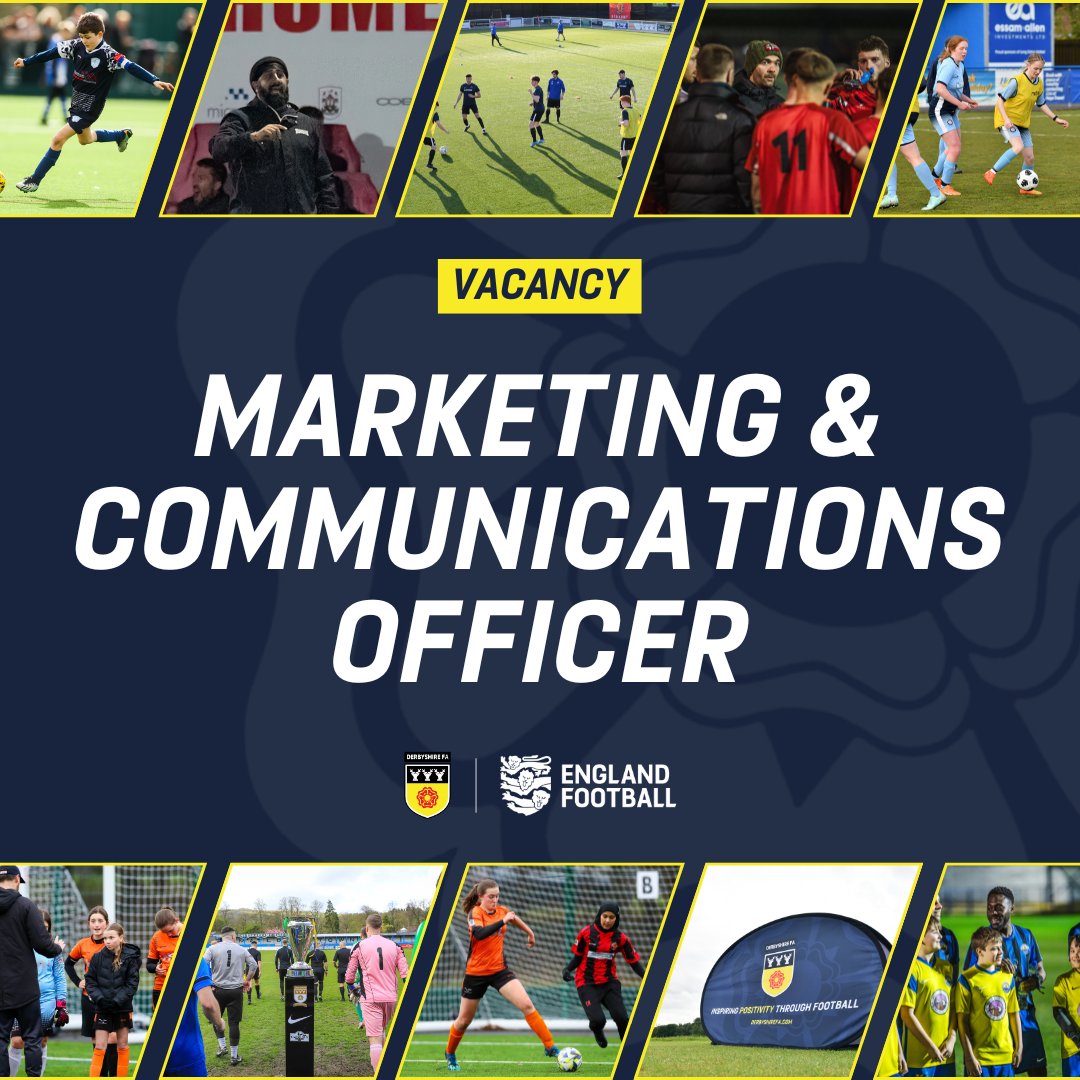 ⚽ NEW VACANCY

We’re looking for a Marketing &amp; Communications Officer to share inspiring stories, grow our reach, and celebrate the game across Derbyshire.

Apply here 👉 bit.ly/3Jc63ko