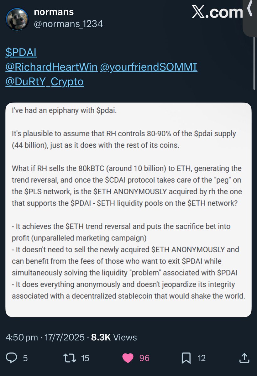 yourfriendSOMMI's tweet photo. ❤️💛💚💙

🎩 What if Richard Heart swapped his 80,000 BTC into Ethereum via Galaxy Digital?

🚬 What if we're just smoking crack and its another "Nothing Ever Happens" rumor? https://t.co/0jVCG4yeyk