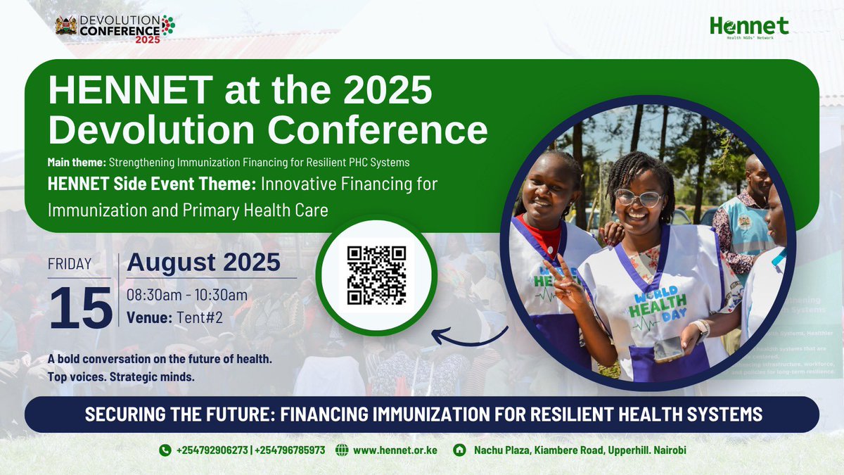 LEGAN_CERTIFIED's tweet image. Without sustainable financing, immunization programs fail and lives are at risk.
Be part of the solution at #DevolutionConference2025.
🗓 15 Aug | 🕗 8:30AM | Tent #2
@HennetKenya @MOH_Kenya @fnoluga
#SecuringtheFuture #ImmunizationWorks #FinanceImmunization