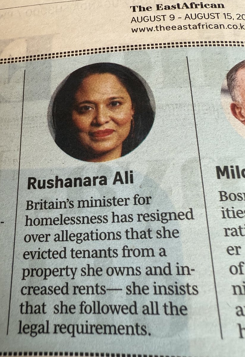 Fidow (@iamfidow) on Twitter photo Britain’s Minister for Homelessness resigns after evicting tenants. That’s like the Health Minister selling cigarettes in hospitals. Peak irony. <a href="/rushanaraali/">Rushanara Ali MP 💙</a> Britain’s Minister for Homelessness resigns after evicting tenants. That’s like the Health Minister selling cigarettes in hospitals. Peak irony. <a href="/rushanaraali/">Rushanara Ali MP 💙</a>