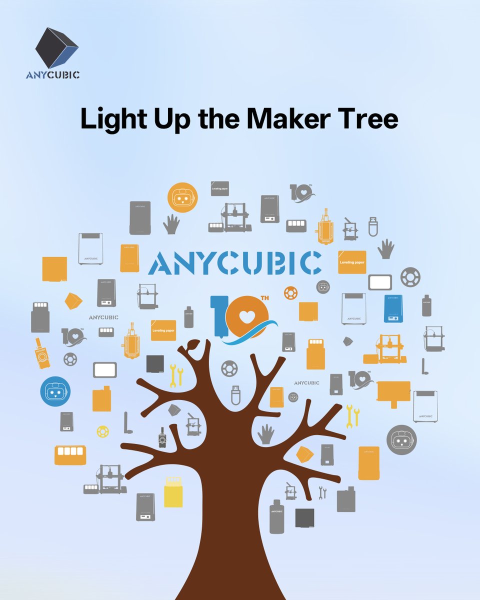 🎉 Anycubic's 10th Anniversary Pre-Event is HERE! 🎉

✨ Light Up the Maker Tree &amp; Unlock Amazing Rewards! 🌳💡

The more makers join, the brighter the tree glows—and the higher your chances to win! 🏆

📝 Event details &amp; rules: store.anycubic.com/pages/annivers… (Link in bio)

🎁 BONUS: To