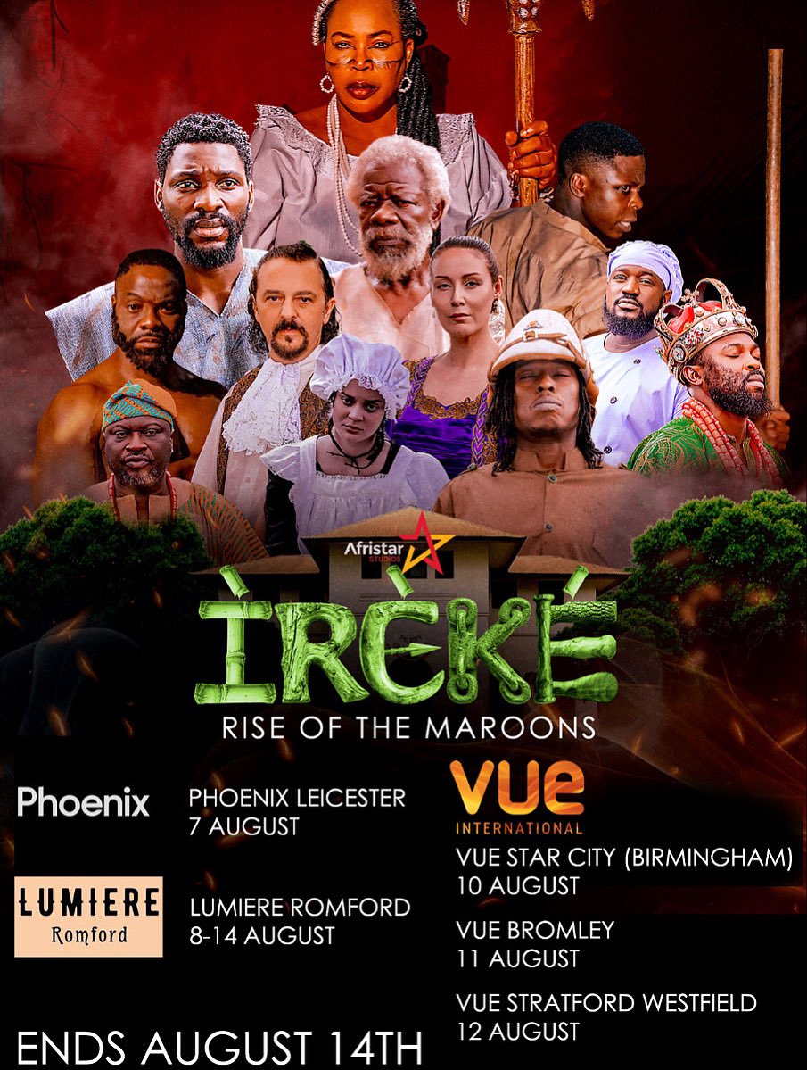 BUFF Studios (@thebuffstudios) on Twitter photo Your last chance to watch <a href="/irekemovie/">Ireke Movie</a> in UK cinemas is TOMORROW NIGHT, 6.30pm.
Tickets still available for LUMIERE ROMFORD, Mercury Gardens, Romford, Essex. Book yours now to catch the extraordinary story of the Maroons and their link to the African continent. Your last chance to watch <a href="/irekemovie/">Ireke Movie</a> in UK cinemas is TOMORROW NIGHT, 6.30pm.
Tickets still available for LUMIERE ROMFORD, Mercury Gardens, Romford, Essex. Book yours now to catch the extraordinary story of the Maroons and their link to the African continent.