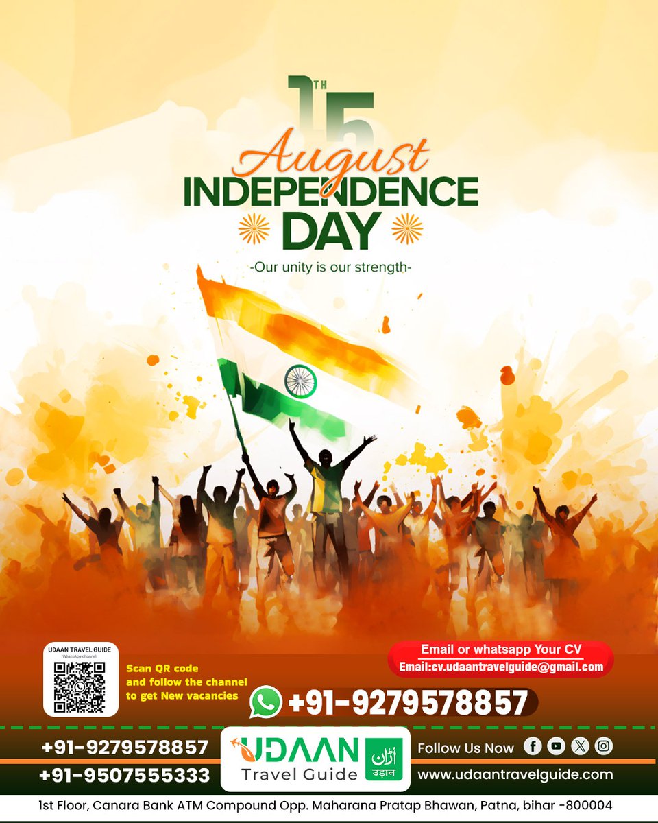 UdaanGuide's tweet photo. Happy Independence Day! 🇮🇳

This 15th August, let’s honor our freedom by exploring the beauty and diversity of our incredible India. With Udaan Travel Guide, discover destinations that reflect the true spirit of our nation.
#HappyIndependenceDay #15August #UdaanTravelGuide https://t.co/WdaSkRvmKx
