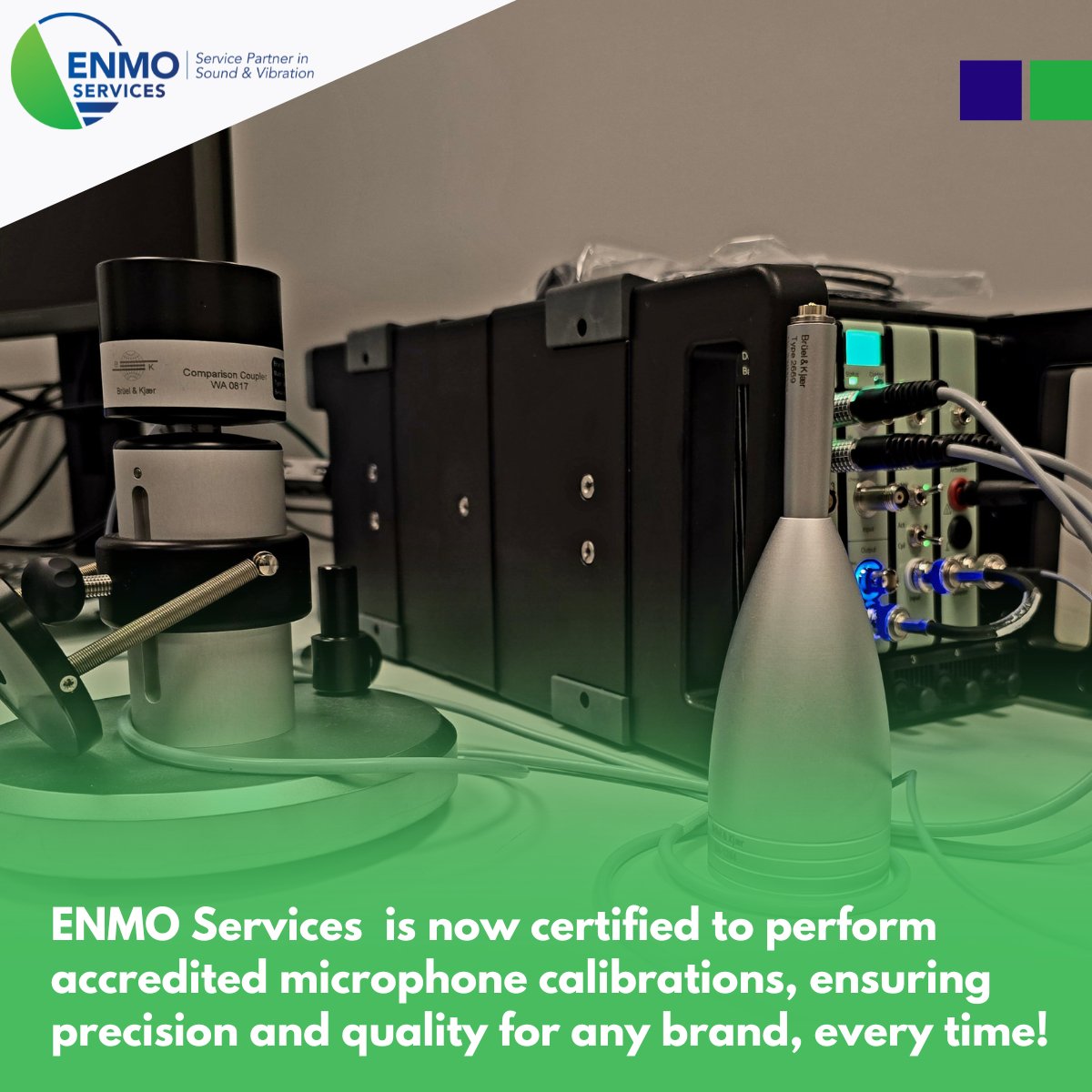 ENMO Services is now BELAC-accredited (ISO/IEC 17025) for brand-independent #microphone #calibrations — up to 40 kHz (coupler) &amp; 204 kHz (actuator). Precision matters. ENMO Services delivers. #acoustics #calibration #ISO17025 #soundandvibration