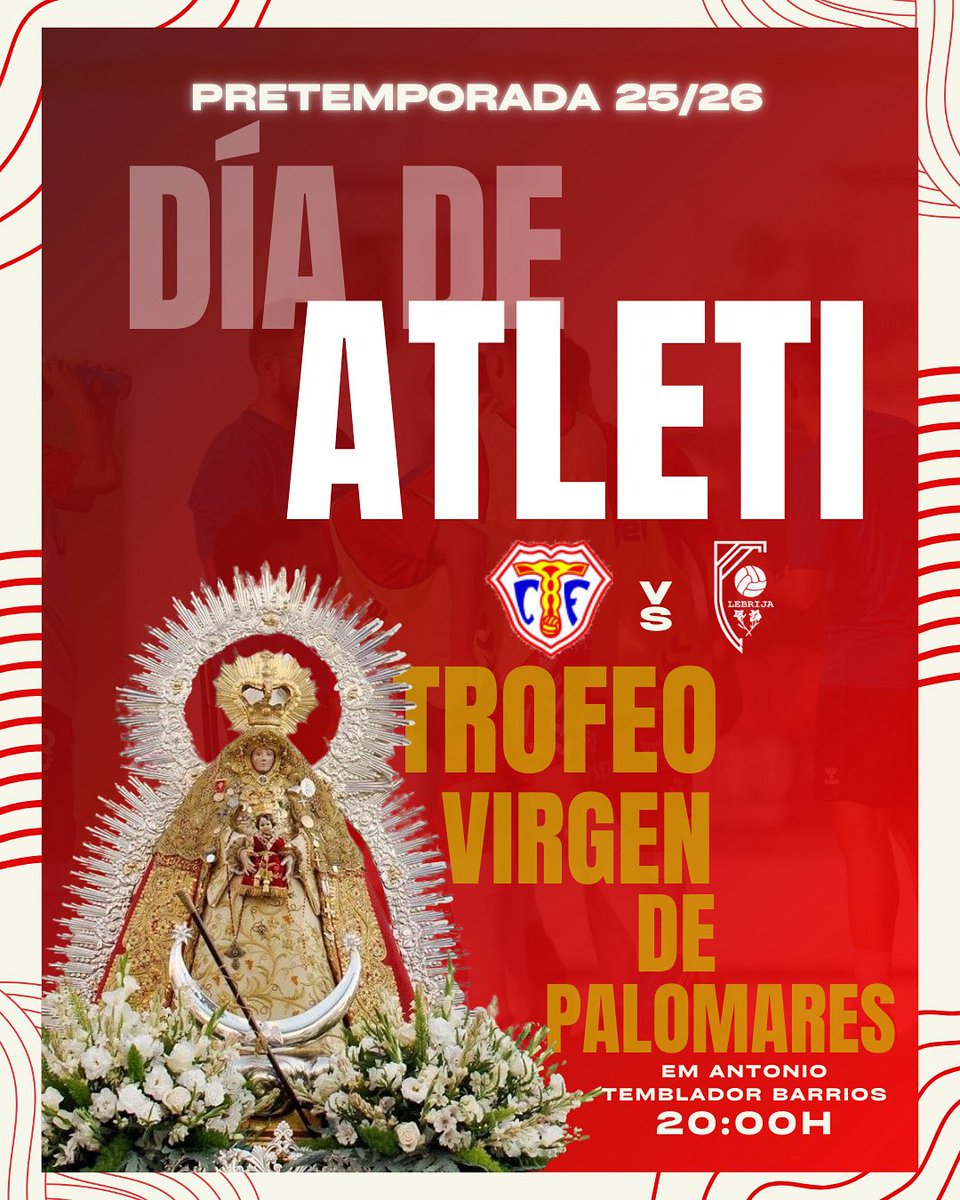 Club Atlético Antoniano Grupo Velázquez (@caantoniano) on Twitter photo 🔴 𝑫𝑰́𝑨 𝑫𝑬 𝑨𝑻𝑳𝑬𝑻𝑰 ⚪️
🆚 @trebujenacf 
📍 Lugar: Estadio Municipal Antonio Temblador Barrios
🗓 Fecha y hora: 13 de agosto a las 20:00H
   Un año más, un placer enfrentarnos a nuestros vecinos del @trebujenacf en el Trofeo Virgen de Palomares. ⚽🤝🏼🔴 🔴 𝑫𝑰́𝑨 𝑫𝑬 𝑨𝑻𝑳𝑬𝑻𝑰 ⚪️
🆚 @trebujenacf 
📍 Lugar: Estadio Municipal Antonio Temblador Barrios
🗓 Fecha y hora: 13 de agosto a las 20:00H
   Un año más, un placer enfrentarnos a nuestros vecinos del @trebujenacf en el Trofeo Virgen de Palomares. ⚽🤝🏼🔴