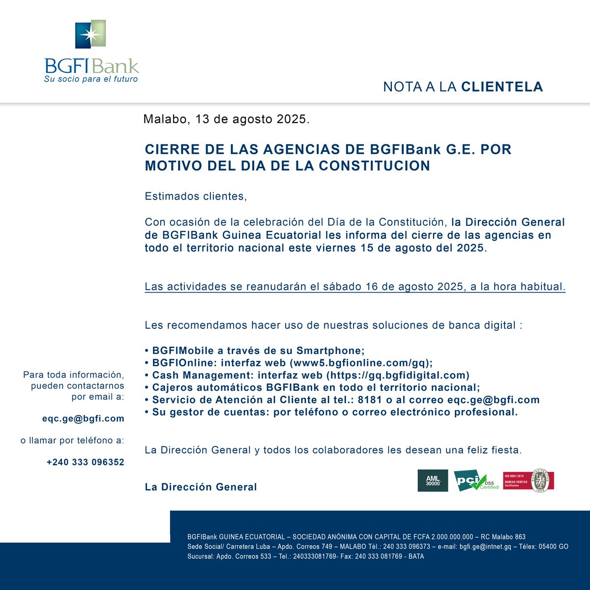 ℹ️ NOTA A LA CLIENTELA
ℹ️ NOTE A LA CLIENTELE