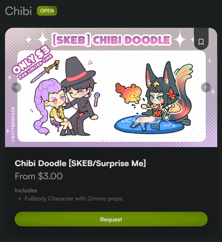 butterspace's tweet photo. Finally another $3 Chibi commission for @ horijion
Thank you so much for trusting me!✨
Check out my Vgen if you're interested
#commissions #VGenComm #Commission #artmoots #smallartist #VGenOpen https://t.co/qGb9wggxJd