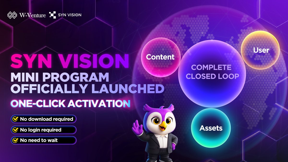 SYN_VISION_W's tweet image. 📢 Your entertainment experience is about to level up!

One click, no app download needed.

SYN VISION Mini Program 👉 Coming soon!

#SYNVISION #MiniProgram #EarnTogether