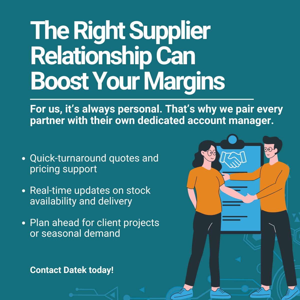 DatekSolutions's tweet image. Struggling to stay profitable as a reseller?

With competitive trade discounts, white labelled services, and access to trusted tech brands, Datek helps UK resellers protect their margins and scale with confidence - visit-our.link/iOVp2nH

#ITReseller #TradePricing