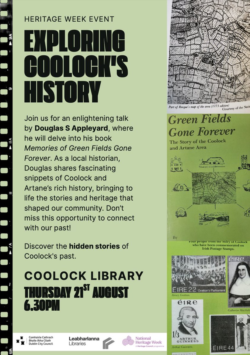 DCCartane_whall's tweet photo. Heritage week will take place from the 16th to 24th of August 2025 🎉

Celebrate by joining us for an enlightening talk by Douglas S Appleyard and Discover the hidden stories of Coolock's past!

📍 Coolock Library
🗓️ Thursday, 21st August
🕑 6:30 PM

@DubCityCouncil https://t.co/NCFtKG7Ed6