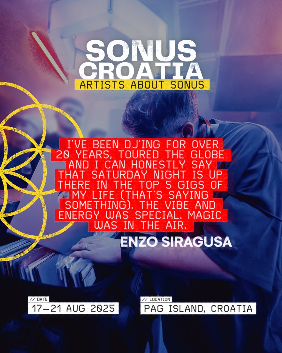 20 YEARS, COUNTLESS GIGS - ENZO ON SONUS 🌙 

Rolling house grooves met that unmistakable Adriatic electricity, carrying the floor from first beat to last light.

A master of his craft, deep in his element.

See you back on the island soon, Enzo.
_
#SonusCroatia
