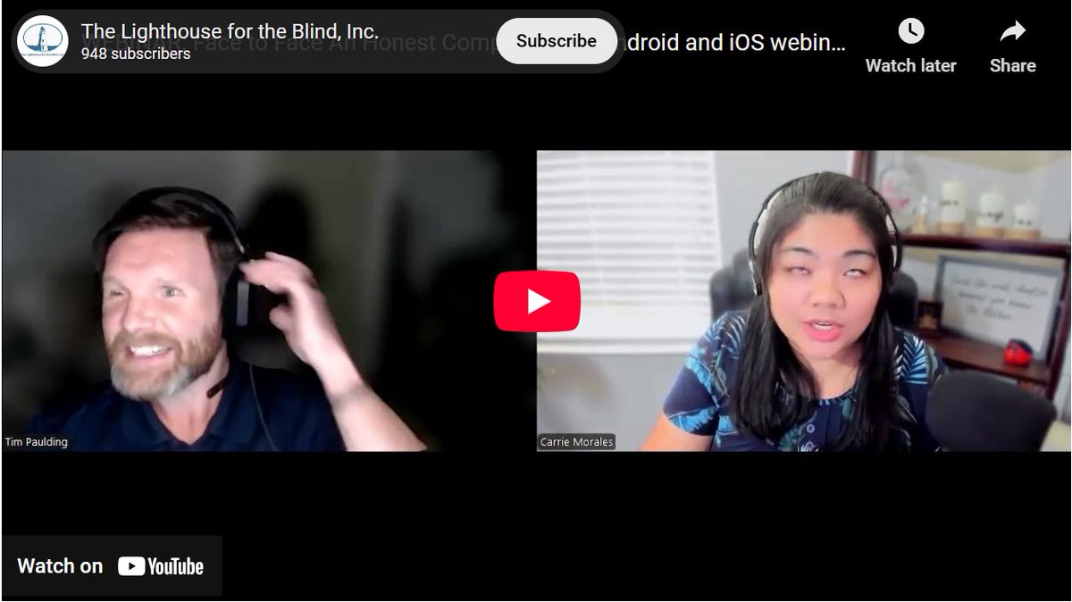 Lighthouse_Inc's tweet image. 📱iOS or Android—who wins for accessibility?
Join the Lighthouse + Carrie from @CarrieAccess for a showdown of screen readers, AI tools & more.
🗓️ Lots of answered questions in the Q&A!
🔗 ow.ly/MvVF50WynlR
#BlindTech #Accessibility #iOSvsAndroid #ScreenReader