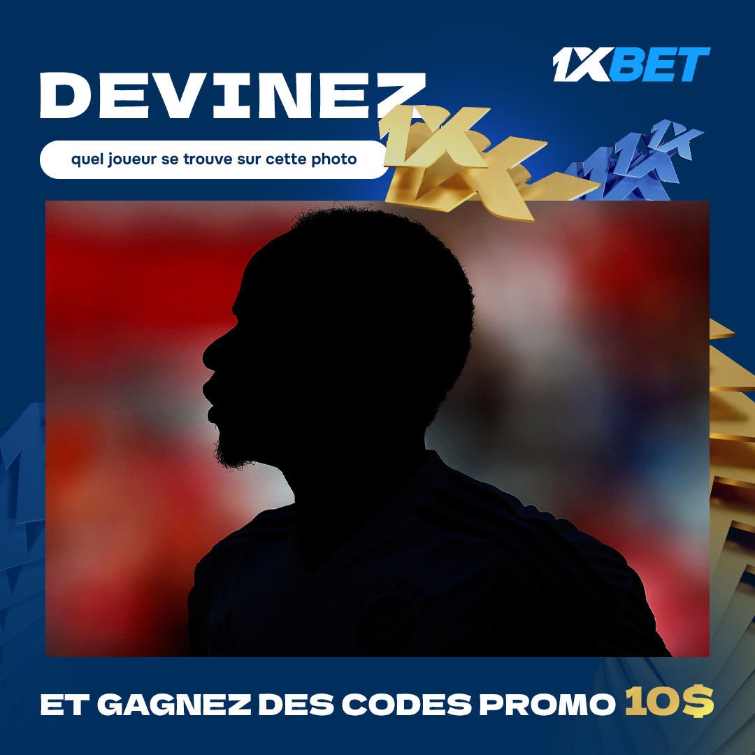 Concours 🎁

Devinez le joueur qui est sur la photo et gagnez des codes promo de 10$

Règles : 

✅ Vous ne pouvez répondre qu'avec un seul commentaire
✅ Le participant doit être abonné à 
<a href="/1xBet_Francais/">1xBet Français</a>

Nous choisirons au hasard 5️⃣ gagnants d'un code promo de 🔟$

Résultats :