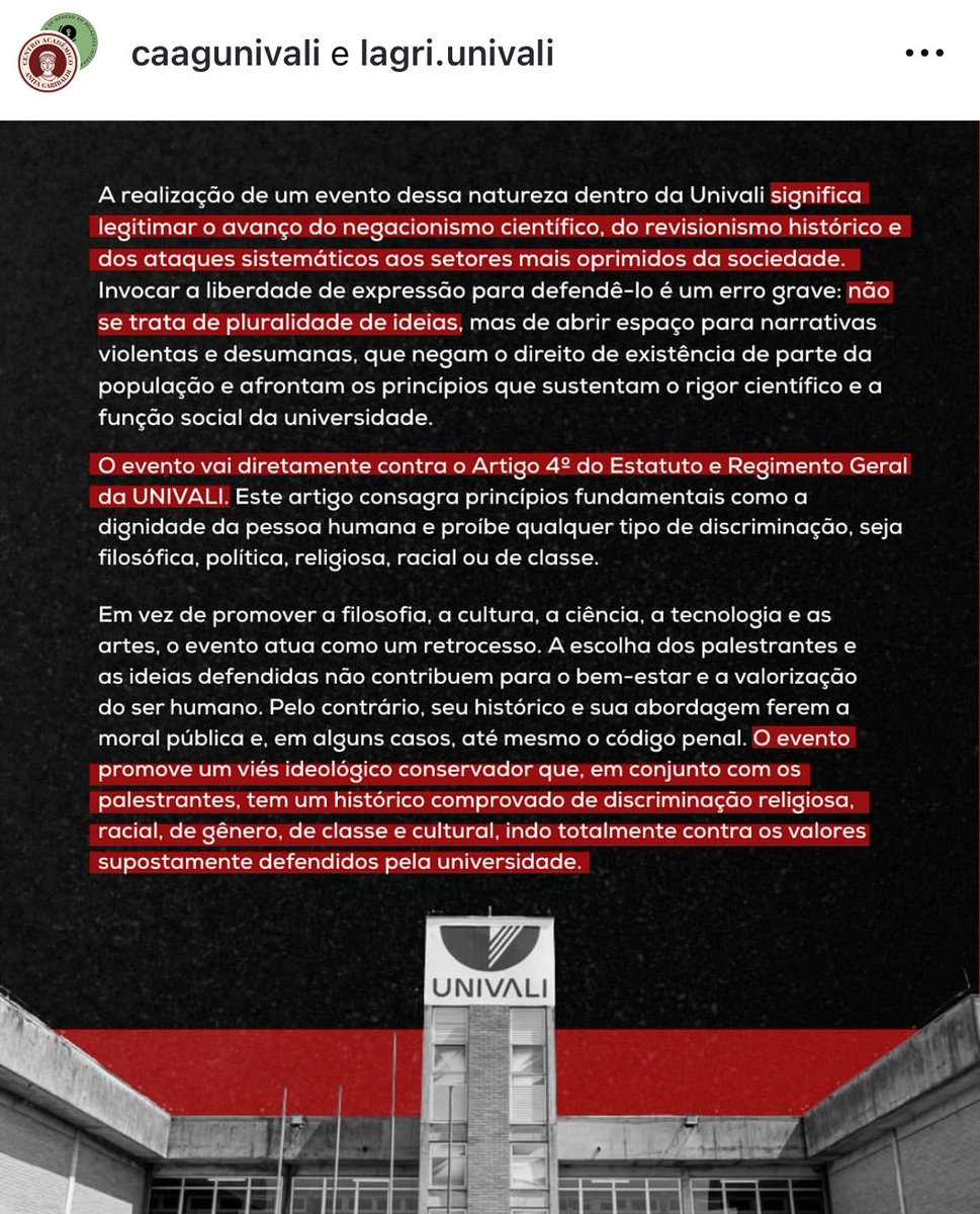 A Universidade que mais recebeu dinheiro de SC no programa de transferência de recursos públicos para instituições pagas vai sediar um evento do Brasil Paralelo com o Nikolas Ferreira. Ingressos vão de 289,90 a 359,90.

Só em 2024, a Univali recebeu R$ 110 milhões do governo