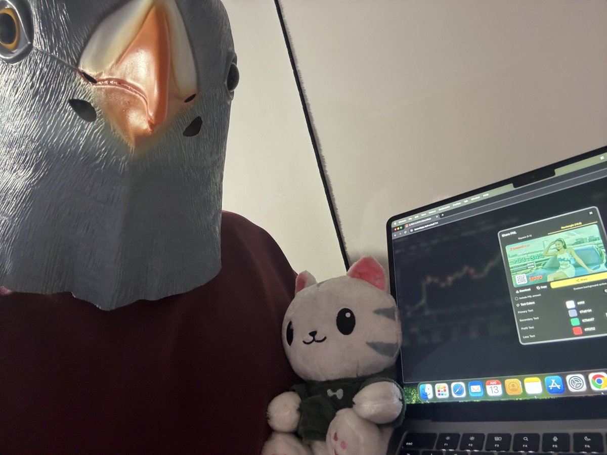 Pigeon long $ETH and $HYPE on BasedApp. 

Hyperliquid 

$HYPE - 44.90 USD
$ETH - 4695 USD
$BTC - 120,209 USD