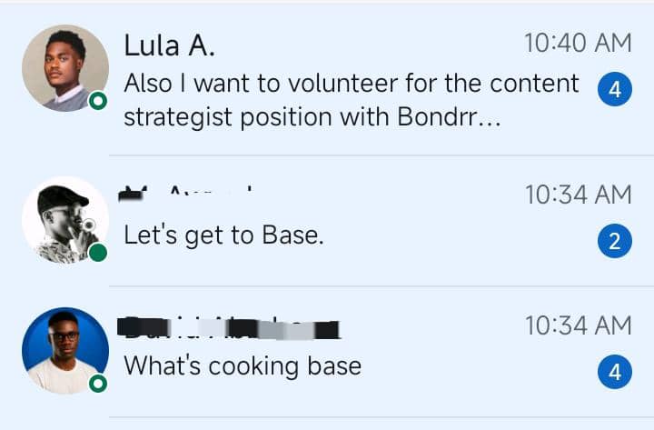 Actively onboarding my community on LinkedIn to <a href="/base/">Base</a> 🟦

The love is real. 10 onboarded so far. Can I hit 100 by the end of the month? 

We will find out 😎

GM.

Deal wondrously 💙