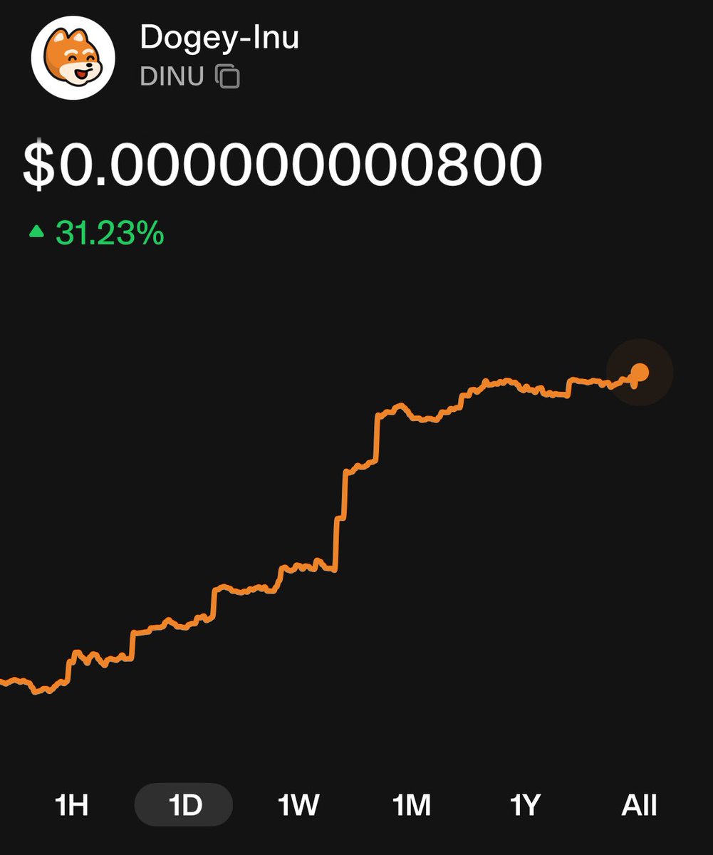 great movement by $Dinu so far today 

ca: 0xbb1EE07d6c7BAeB702949904080eb61f5D5e7732

It’s never to late to join the movement ⏳🚀

t.me/dogeyinu