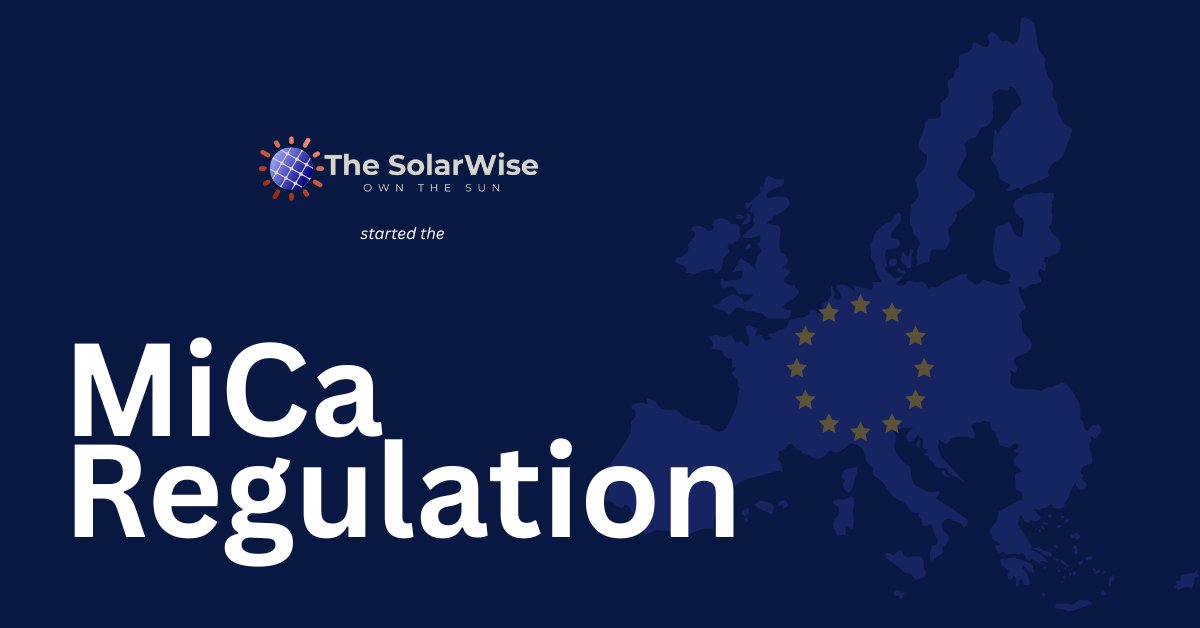 🇪🇺 MiCa Registration in Progress

#SolarWise has officially begun the registration process under the EU’s Markets in Crypto-Assets Regulation (MiCa).

A big step for compliance. An even bigger step for clean energy.

🧵👇 

<a href="/vechainofficial/">VeChain</a> <a href="/sunshinelu24/">Sunny LU @VeChain</a>  #VeFam