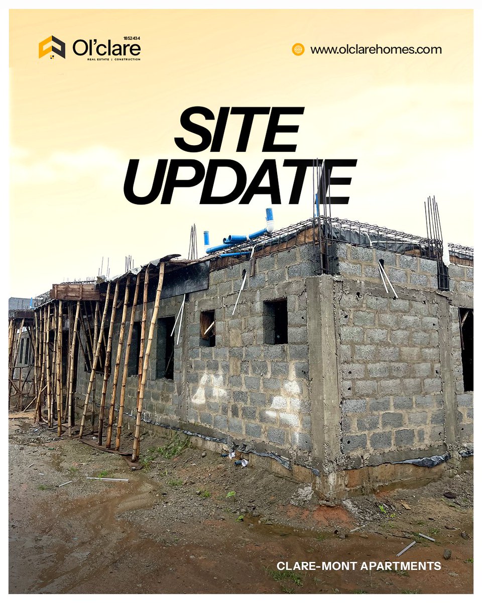 olclarehomes's tweet image. Progress in motion 🏗️ Here&apos;s a quick look at ongoing work on site as we bring our residential project — Claremont Apartments to life. Stay tuned for more updates! 
Yet to secure a unit? Contact us now! 2348136323436

#SiteUpdate #residentialconstruction #buildingprogress