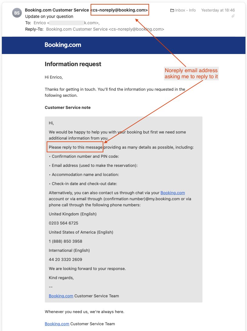 enricoatwork's tweet photo. I have been scammed through https://t.co/AAbXfv9fi4
The two step verification was bypassed and my credit card used to book a fake apartment.
No help from https://t.co/AAbXfv9fi4. I suspect the scam possibly started within their website.
Here is one of their useless emails: https://t.co/e91ON4uWJh