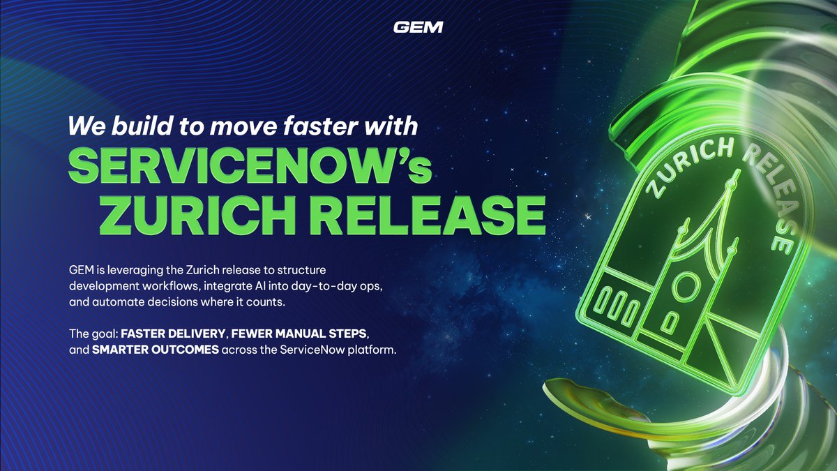 enterprise_gem's tweet photo. ServiceNow’s Zurich release brings real gains for platform teams - and we’re integrating them into our delivery framework 🔗
#ServiceNow #GEMCorporation https://t.co/47NrGD8tNw