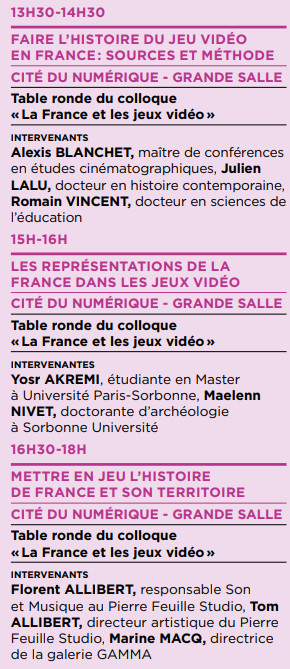 Très heureux de vous annoncer le retour d'une programmation Recherche et Jeux Vidéo au prochain Rendez-Vous de l'Histoire de Blois.  

Le vendredi 10 octobre, j'organise en effet une demi-journée d'étude "La France et les jeux vidéo" en partenariat avec l' <a href="/APHG_National/">APHG</a>.