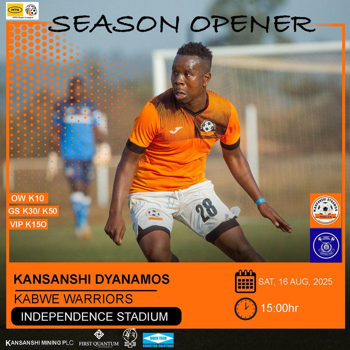 Kansanshi Dynamos FC (@kansanshif) on Twitter photo ๐ฅ ๐ฆ๐ฒ๐ฎ๐๐ผ๐ป ๐ข๐ฝ๐ฒ๐ป๐ฒ๐ฟ ๐๐น๐ฒ๐ฟ๐! ๐ฅ
The wait is over! This Saturday, the Mabanga Boys kick off the 2025/26 season at home against Kabwe Warriors.
๐ Independence Stadium
๐ Saturday, 16 August 2025
โฐ 15:00hrs
๐ Tickets:
OW โ K10 | GS โ K30/K50 | VIP โ K150
#Week1 ๐ฅ ๐ฆ๐ฒ๐ฎ๐๐ผ๐ป ๐ข๐ฝ๐ฒ๐ป๐ฒ๐ฟ ๐๐น๐ฒ๐ฟ๐! ๐ฅ
The wait is over! This Saturday, the Mabanga Boys kick off the 2025/26 season at home against Kabwe Warriors.
๐ Independence Stadium
๐ Saturday, 16 August 2025
โฐ 15:00hrs
๐ Tickets:
OW โ K10 | GS โ K30/K50 | VIP โ K150
#Week1