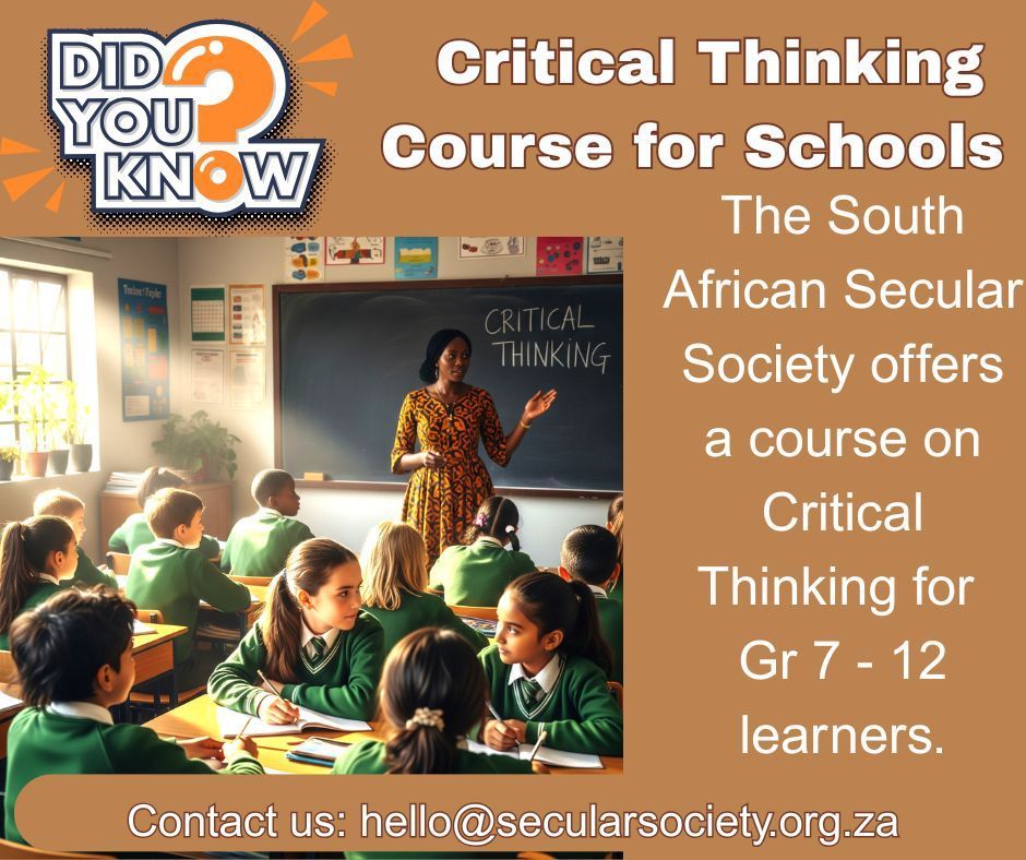 SAsecular's tweet image. #CriticalThinking #SecularEducation