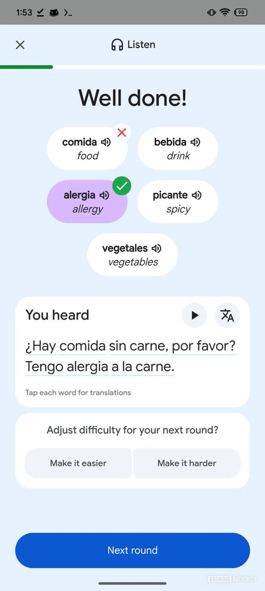 pixeluibygoogle's tweet image. Google is developing a "Practice" feature for Google Translate, which acts as a rival to Duolingo by offering language-learning lessons and tracking user progress.

Source: @AndroidAuth 

#GoogleTranslate