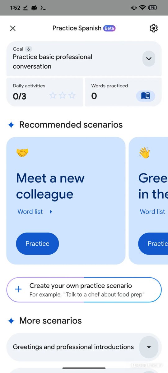 pixeluibygoogle's tweet image. Google is developing a "Practice" feature for Google Translate, which acts as a rival to Duolingo by offering language-learning lessons and tracking user progress.

Source: @AndroidAuth 

#GoogleTranslate