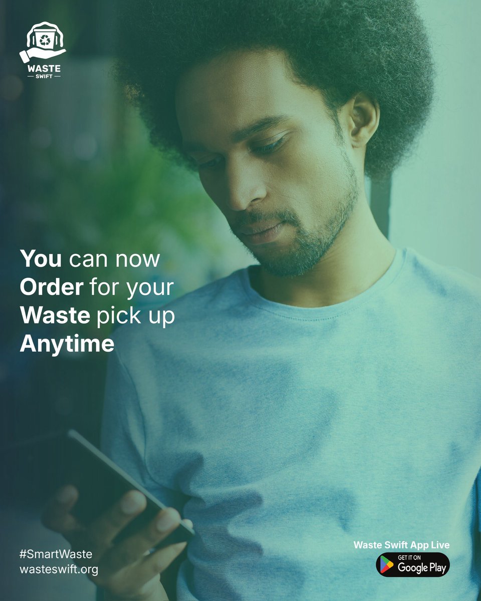 WasteSwift's tweet image. The wait is over.

No more holding onto waste waiting for scheduled pickups with the Waste Swift App, you can request a pickup anytime and have your waste collected right from your doorstep. 

Download. Sign up. Request. Done.

#WasteSwift 
#SmartWaste 
#OnDemandPickups