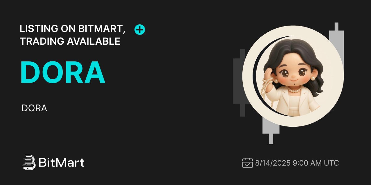 BitMartExchange's tweet image. #BitMart will list DORA (DORA) @Dora_USD1 on our digital assets platform on August 14, 2025 🤩

💰Trading pair: DORA/USDT
💎Deposit: Available
💎Trading: 8/14/2025 9:00 AM UTC

Learn more: bitmart.zendesk.com/hc/en-us/artic…