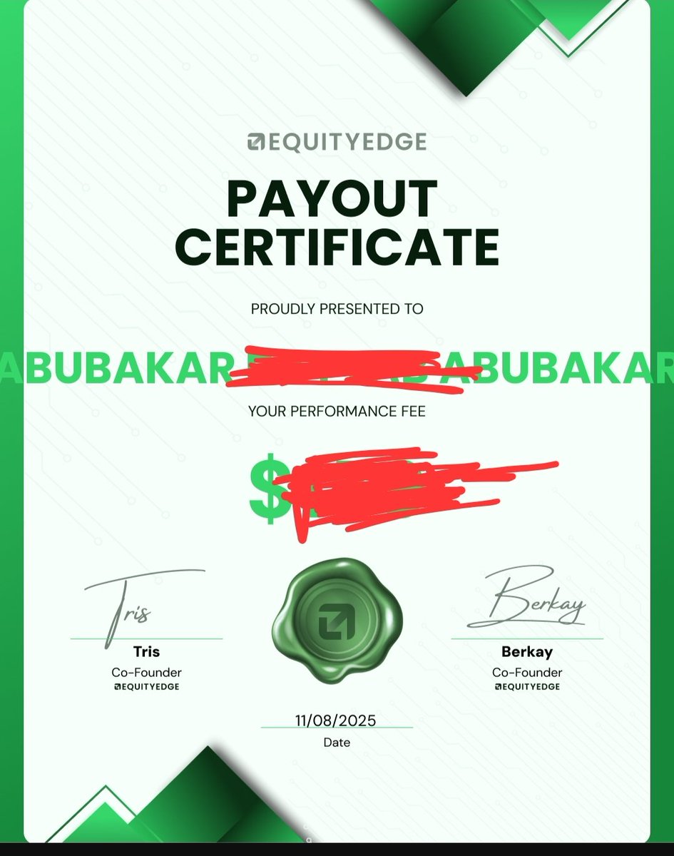 Abubakar. (@abubakar_tradr) on Twitter photo Received my first payout with <a href="/EquityEdgeUK/">Equity Edge</a> . Traded the challenge account for about 2 months but the experience was good.
spread is tight and the payment was paid with 48 hours. Received my first payout with <a href="/EquityEdgeUK/">Equity Edge</a> . Traded the challenge account for about 2 months but the experience was good.
spread is tight and the payment was paid with 48 hours.