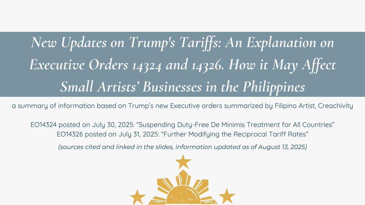 An updated thread on US Tariffs in light of the new Executive Orders and how it could potentially affect artists in the PH 🧵