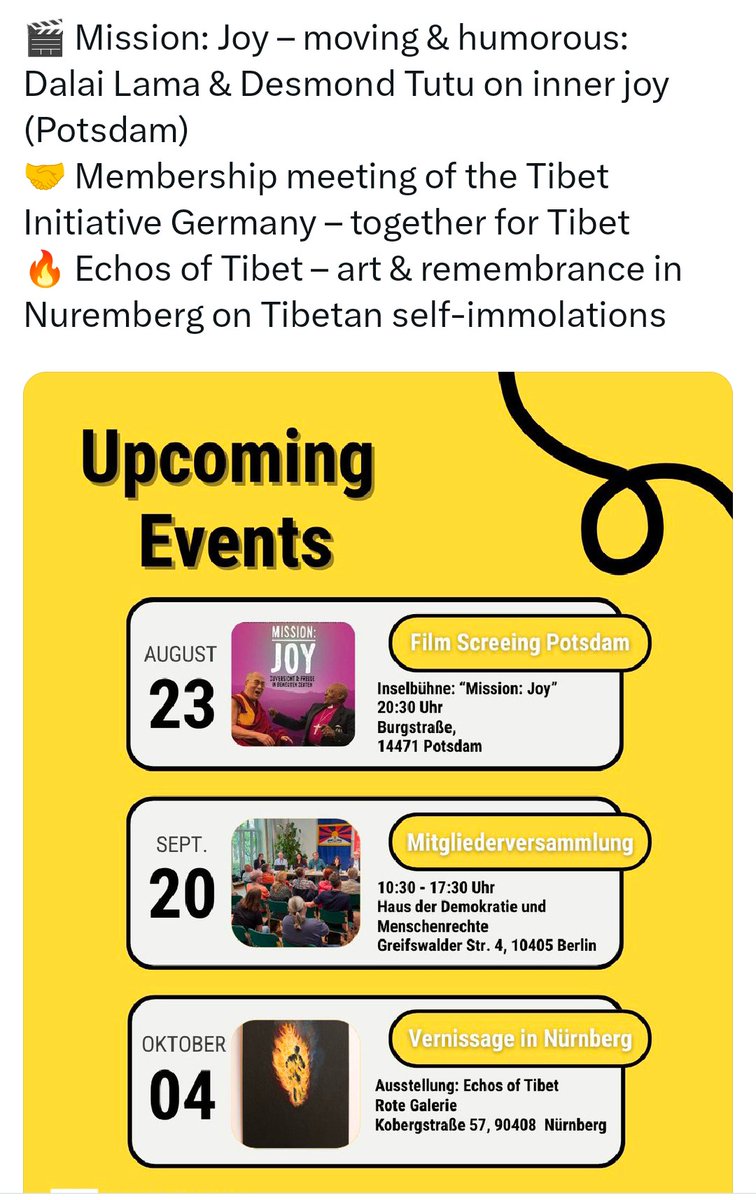 UP COMING EVENTS OF DALAI LAMA 
ཏཱ་ལའི་བླ་མ་མི་འགྱངས་བར་བྱུང་བའི་དོན་རྐྱེན།
<a href="/jenniferzeng97/">Inconvenient Truths by Jennifer Zeng</a> <a href="/KojiKawagu18292/">Koji Kawaguchi</a> <a href="/mike877711/">མཐོ་སྒང་གི་འབྲོག་ཕྲུག（互Fo互Zan）</a> <a href="/NikkiHaley/">Nikki Haley</a> <a href="/ShengXue_ca/">盛雪SHENG Xue</a> <a href="/SujeetKOfficial/">Sujeet Kumar 🇮🇳</a> 
#LongLiveThe14thDalaiLamaOfTibet