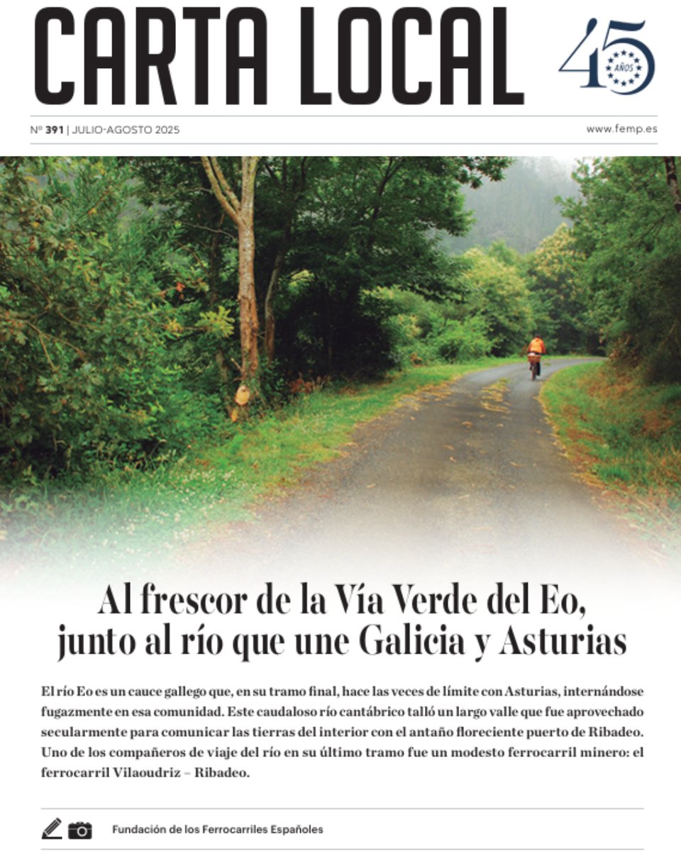 🥳 ¡#PorFinEsViernes!

🗞 La revista CARTA LOCAL de <a href="/fempcomunica/">FEMP</a>  publica un artículo sobre la #VVEo entre Galicia y Asturias #VíasVerdesGalicia 🔝

🚶‍♀️o 🚴‍♀️, disfruta de bosques frescos junto al río Eo 

📎 femp.femp.es/files/842-412-…

<a href="/TurismoGalicia1/">TurismoGalicia1</a> <a href="/TurismoAsturias/">TurismoAsturias</a> <a href="/ffe_es/">Fundación de los Ferrocarriles Españoles</a>