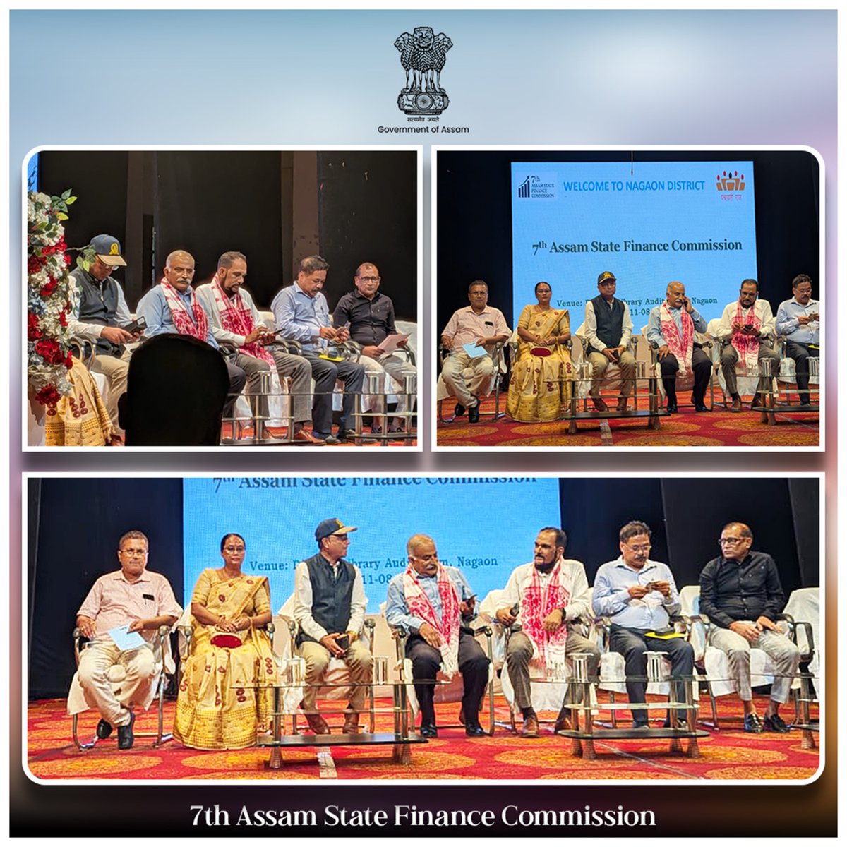 SFCAssam's tweet photo. On August 11–12, 2025, the 7th Assam State Finance Commission, led by Chairman Lt. Gen. (Retd.) Rana Pratap Kalita, held consultations with local bodies &amp; stakeholders in Morigaon, Nagaon, Sonitpur &amp; Darrang districts.
#FinanceCommission #LocalGovernance #StakeholderEngagement https://t.co/mKDlo6Hw4x