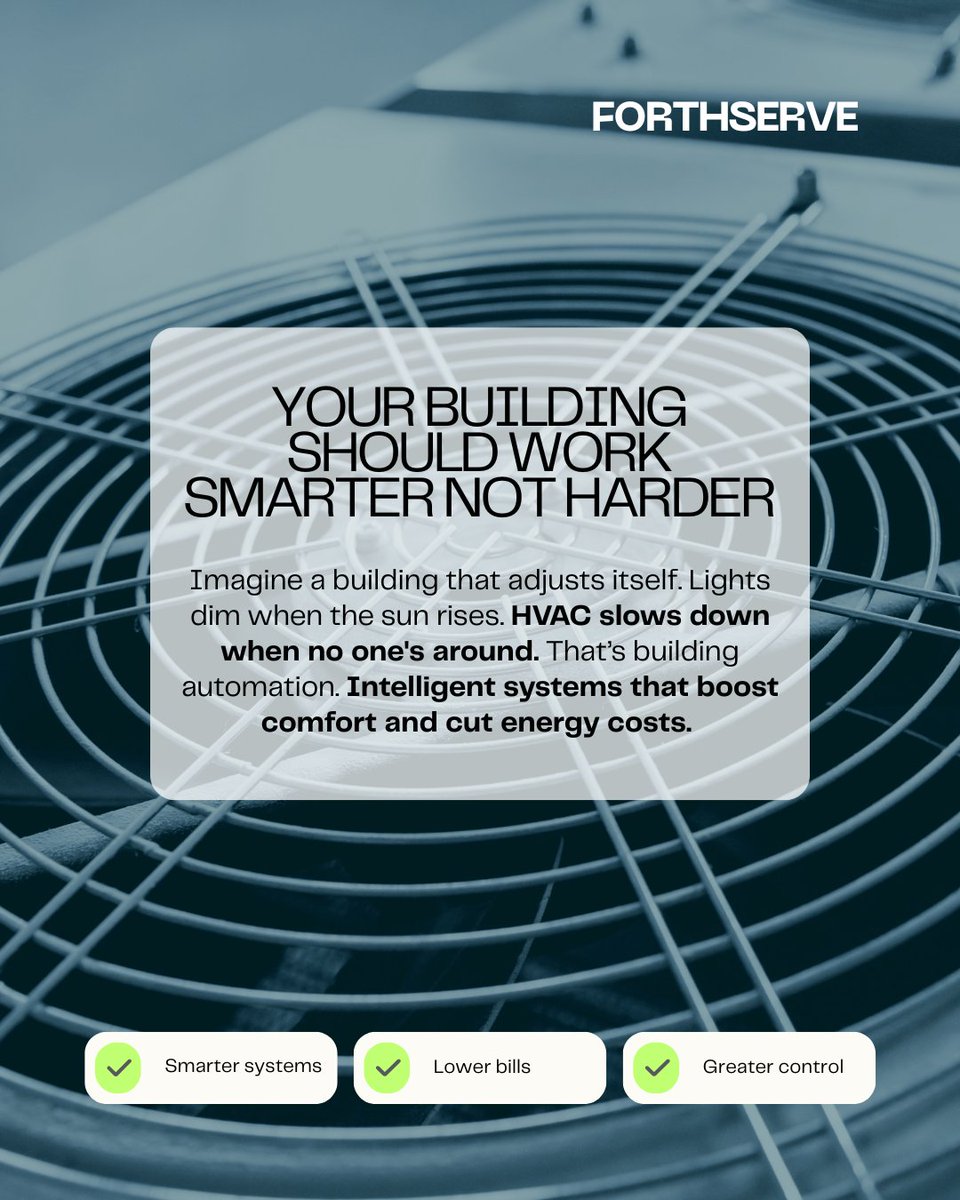 forthserve's tweet image. Your Building Should Work Smarter Not Harder

Imagine a building that adjusts itself. Lights dim when the sun rises. 

Buildings that think for themselves?
That’s the future.
Smarter systems.
Lower bills.
Greater control.

#BuildingAutomation #SmartBuildings #EnergyEfficiency