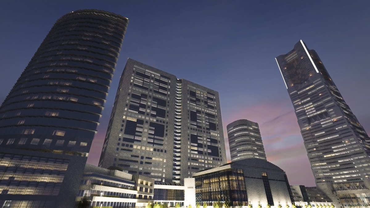 CASCU_MC's tweet photo. #C106 にて頒布する #Minecraft 再現建築とレンダリングのポートフォリオ、CASCU Rhapsodyに参加する建築を一部紹介。C106土曜日、東 ニ 12aにて皆様をお待ちしております。

1枚目：つくば市役所庁舎
2枚目：横浜ランドマークタワー
3枚目：丸広百貨店川越本店
4枚���：全ての参加建築を一覧 https://t.co/hooZRHwZsZ