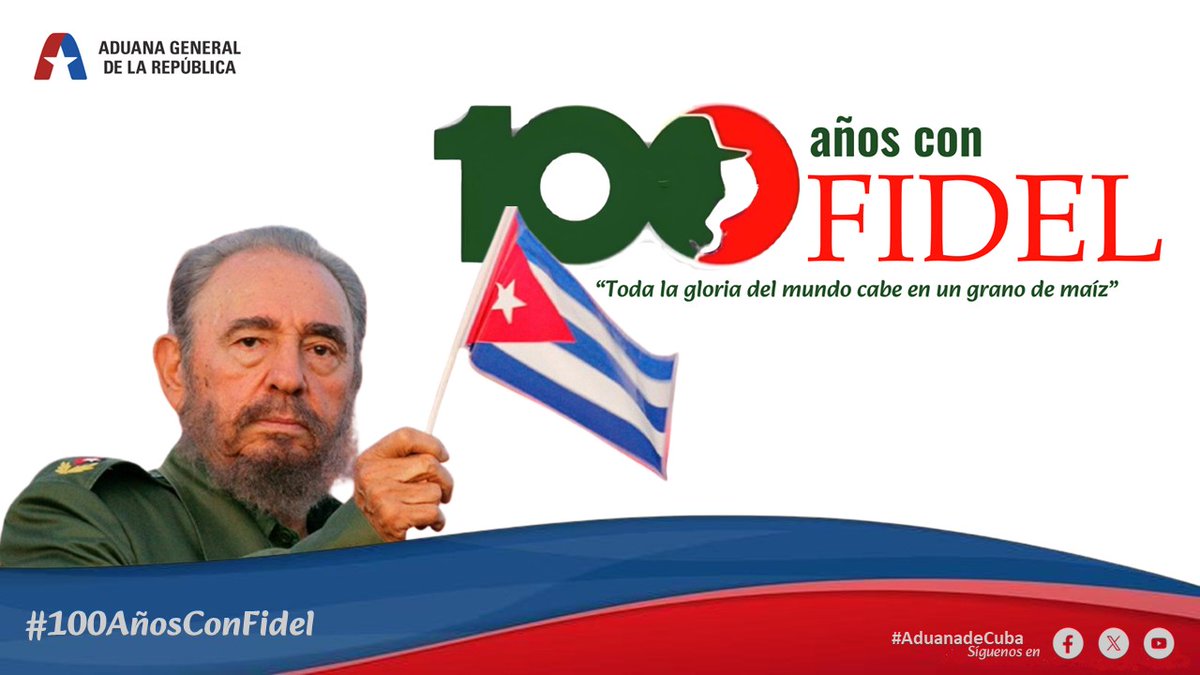 "El mejor homenaje: ser fieles a los principios. Defender con firmeza la soberanía de #Cuba, hoy y siempre.  
¡La lealtad es nuestro legado y la lucha, nuestro camino! #100AñosConFidel #AduanadeCuba #PatriaOMuerte