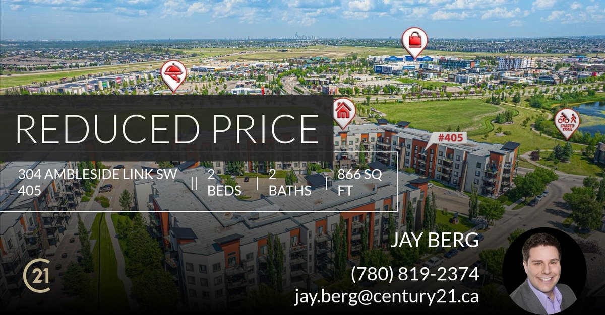 JayBergGroup's tweet photo. 📍 Reduced Price 📍 This recently reduced home at 304 Ambleside Link Sw 405 in Edmonton won't last long, so, don't wait to set up a showing! Reach out here or at (780) 819-2374 for more information! https://t.co/krJoU18yHy https://t.co/KBsANlYbLf