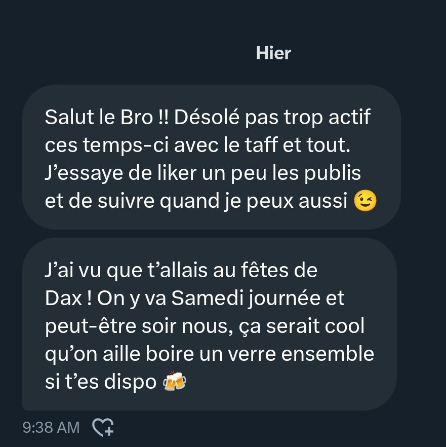C'est le grand jour, on arrive à Dax avec les copains ! Pour ceux qui sont dans le coin au plaisir de vous rencontrer et d' échanger avec vous.

Ca peut être grave cool de vous rencontrer en réel 

On a loué une villa avec piscine pour la semaine, ça va être régalade 🙌🏻
