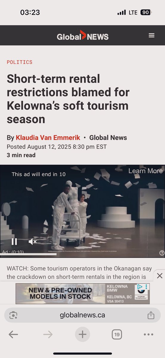 “We noticed it immediately.  Our sales dropped.  Our traffic dropped,” Sawin said.   “We used to have lineups out the door and now our bar is empty.”

globalnews.ca/news/11332055/… Short-term rental restrictions blamed for Kelowna’s soft tourism season - Okanagan |