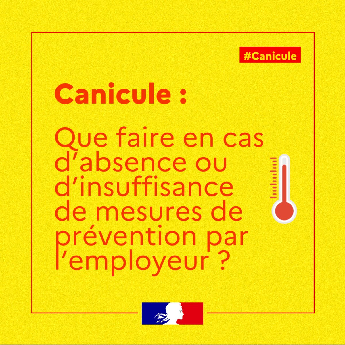 #Canicule | Que faire en cas d’absence ou d’insuffisance de mesures de prévention par l’employeur ?

La sécurité des travailleurs face aux fortes chaleurs est une obligation pour l'employeur.
Si cette obligation n'est pas respectée, le salarié peut : 

➡Saisir les services de